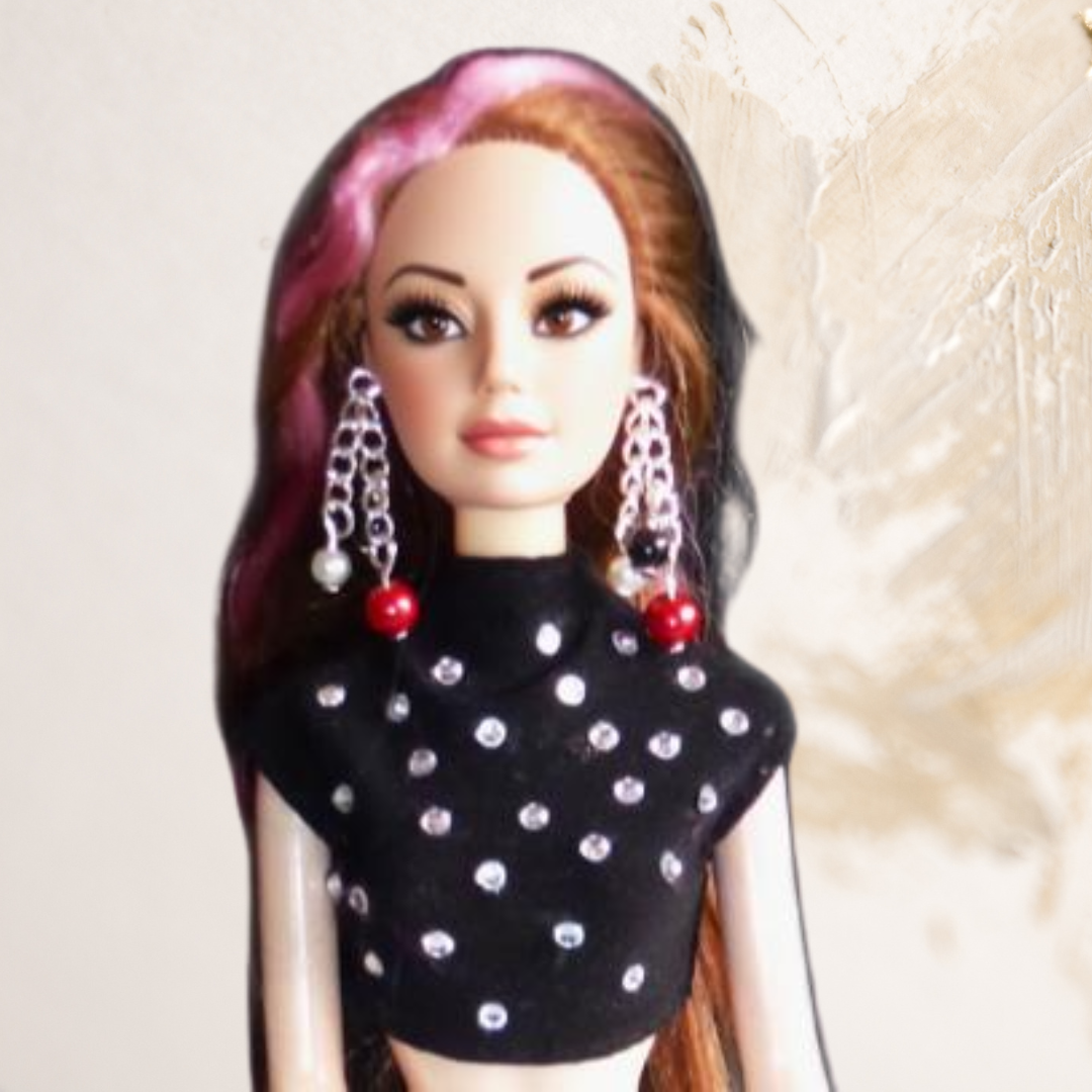 Doll wearing Black Sequence Top from Chic Smart Casual Collection