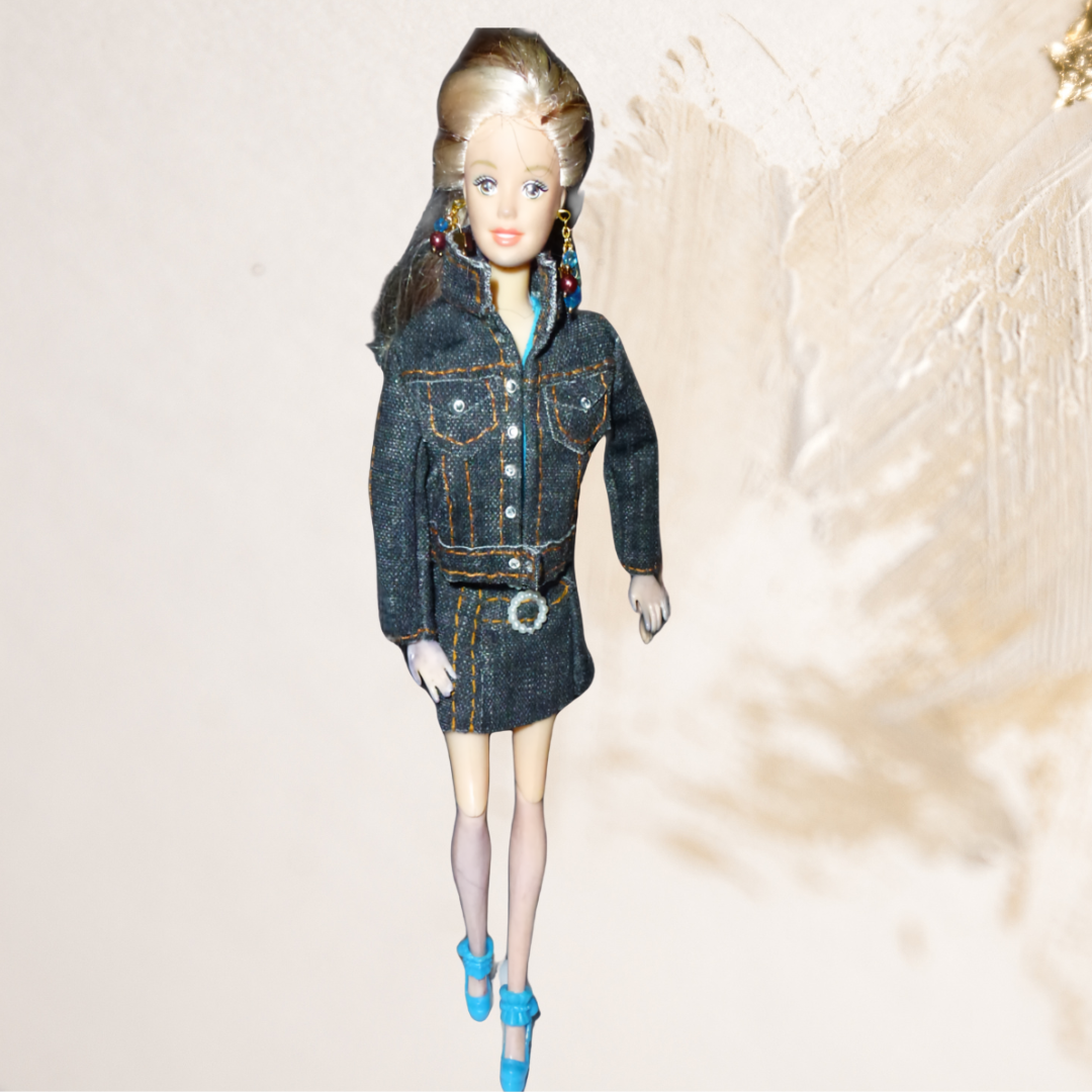 Doll wearing Denim Skirt & Jacket from Denim Dreams Collection