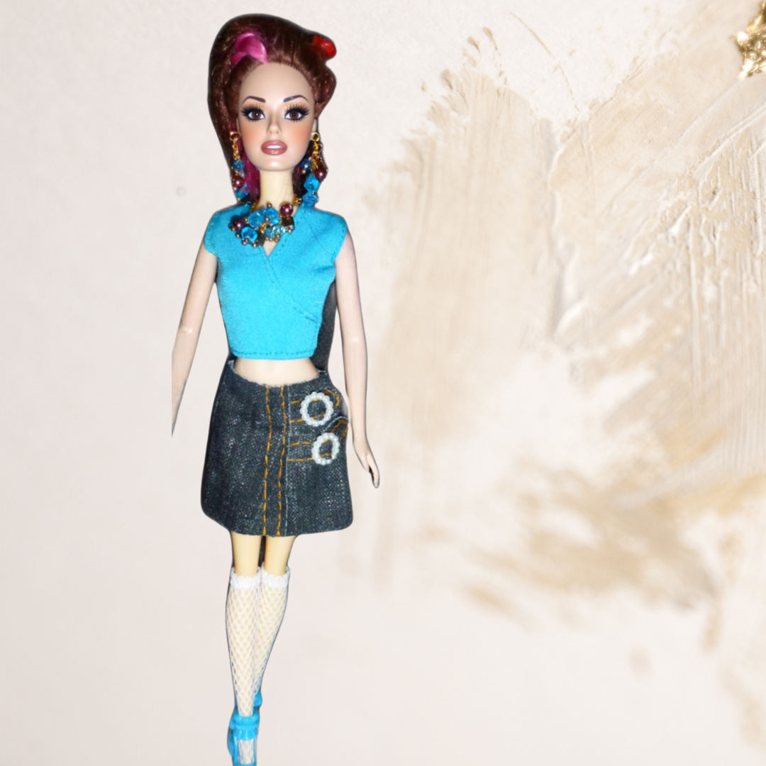 Doll wearing Turquoise Top from Denim Dreams Collection