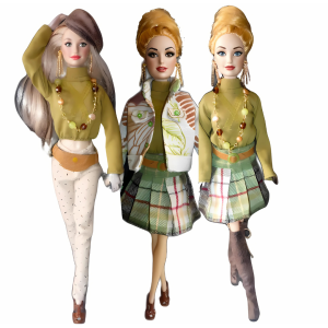 Dolls wearing clothes from Eclectic Elegant Collection