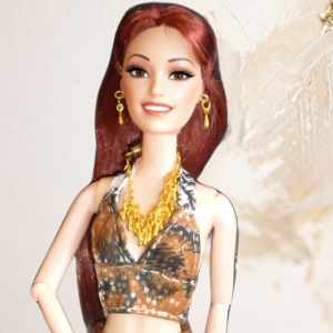 Doll wearing Animal Print Top from Elegant in Leather Collection