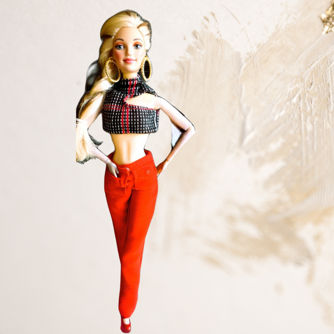 Doll wearing red pants from Funky Fashion Collection
