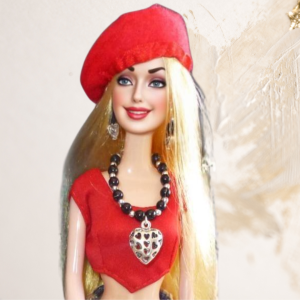 Doll wearing Red sleeveless top from Romantic Rebel Collection