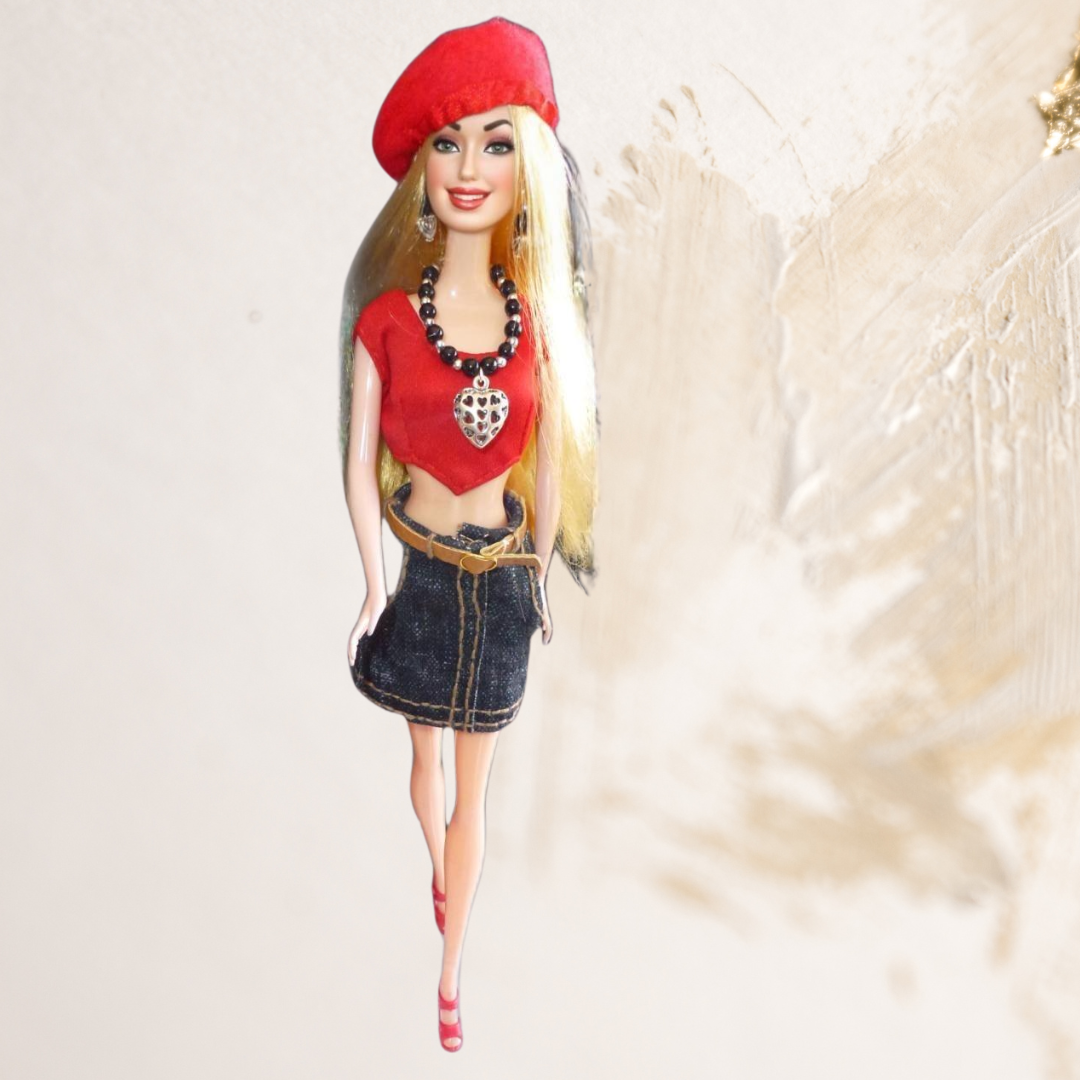 Doll wearing Red top in Romantic Rebel Collection