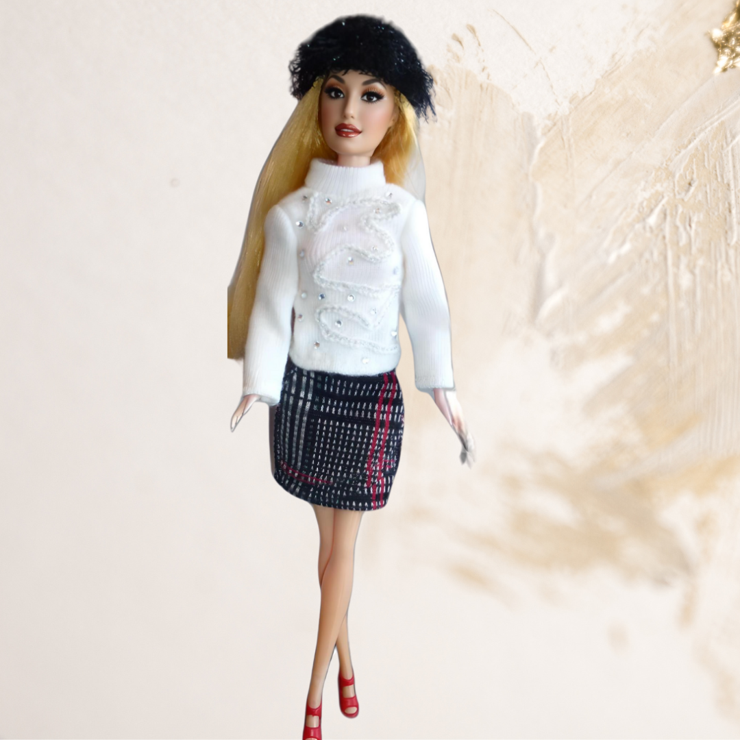 Doll wearing layered skirt from Romantic Rebel Collection