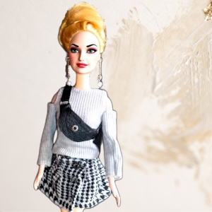 Doll wearing check skirt from Tartan and Checks Collection