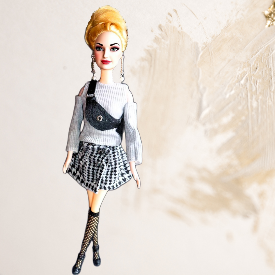 Doll wearing Check skirt from Tartan and Checks Collections