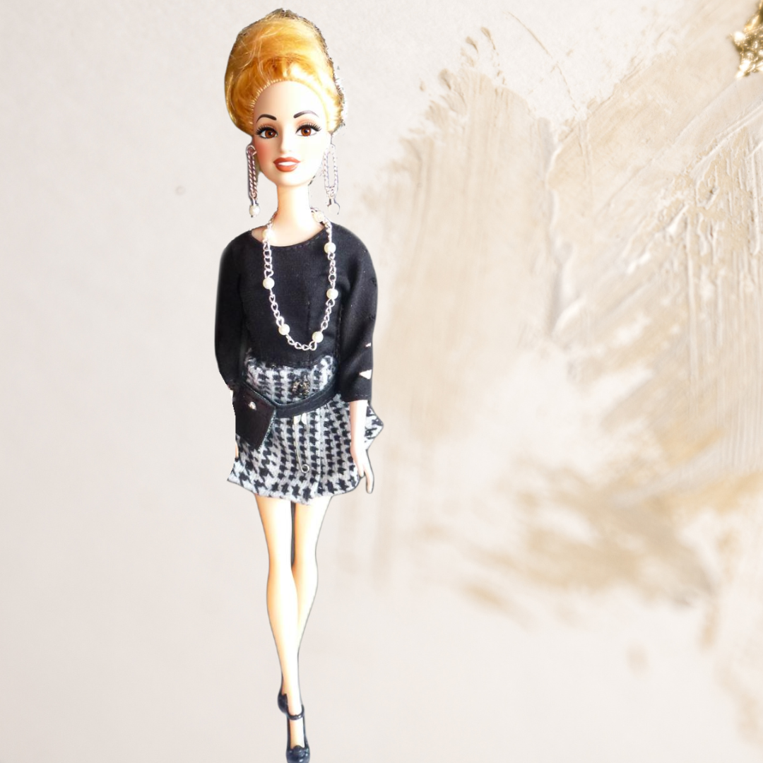 Doll wearing Black Top from Tartan and Checks Collection