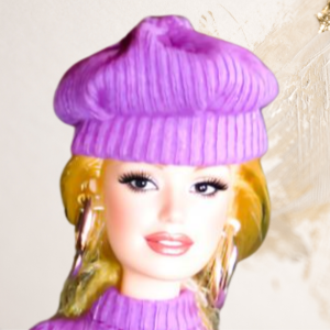 Doll wearing Purple Hat from Timeless Sophisticated Collection