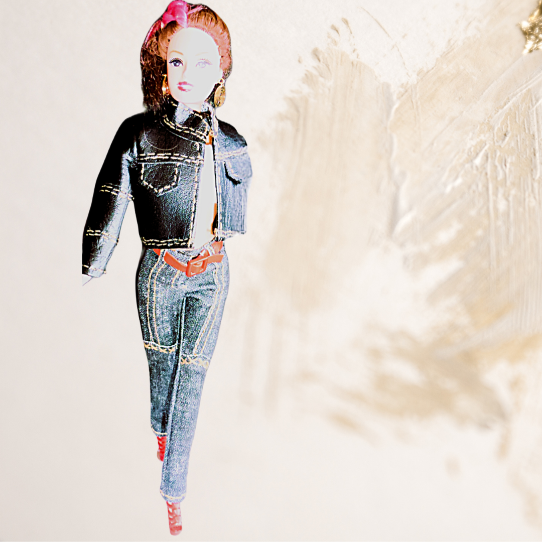 Doll wearing black denim from Trendy & Unique Collection