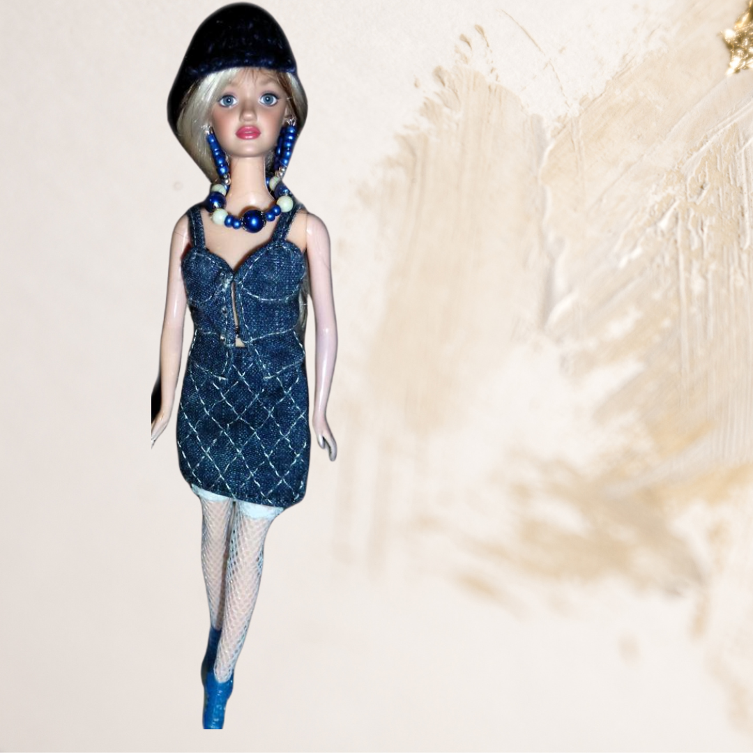 Doll wearing Denim Skirt from Versatile Denim Collection