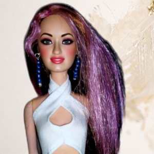 Doll wearing white peephole top from Versatile Denim Collection