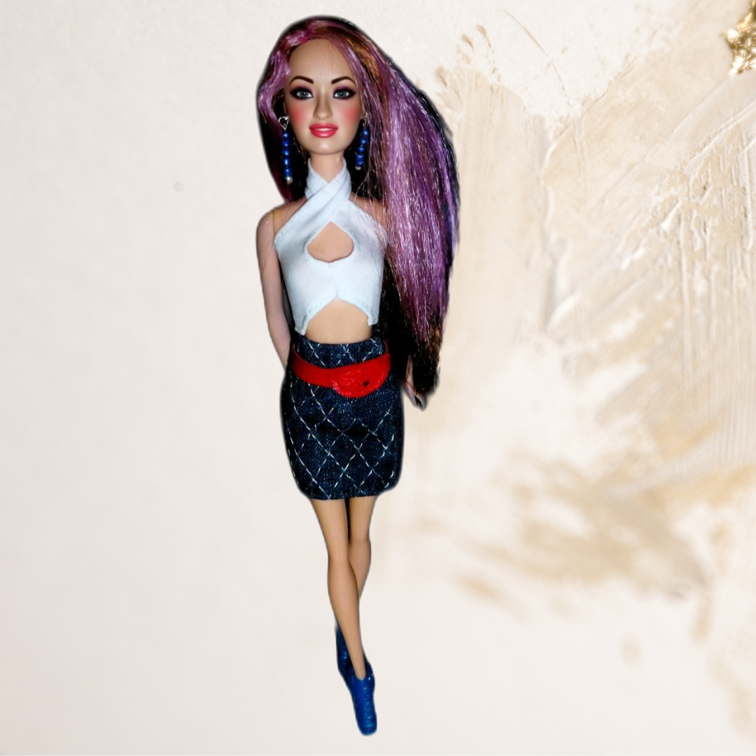 Doll wearing clothes from Versatile Denim Collection
