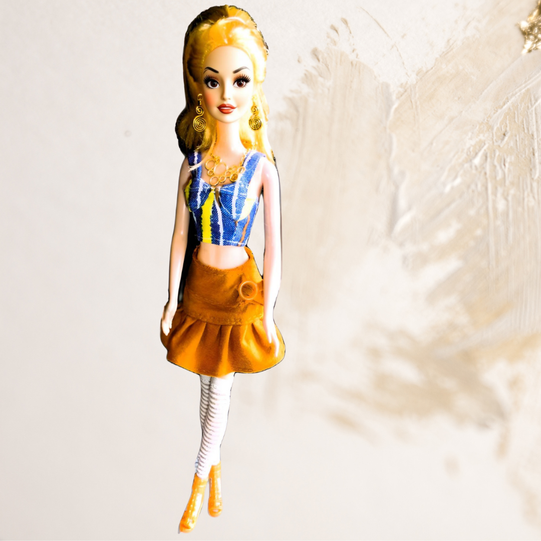 Doll wearing colourful strappy top from Vibrant & Playful Collection